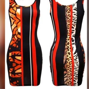 Love Highlight knee length dress striped dress cheetah print zebra print leopard
